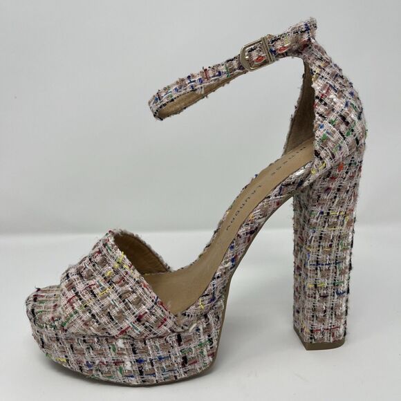 NWOT Chinese Laundry Womens Avenue Platform Heel Shoes Y2K Sz 8.5 Pink Tweed - Picture 3 of 16